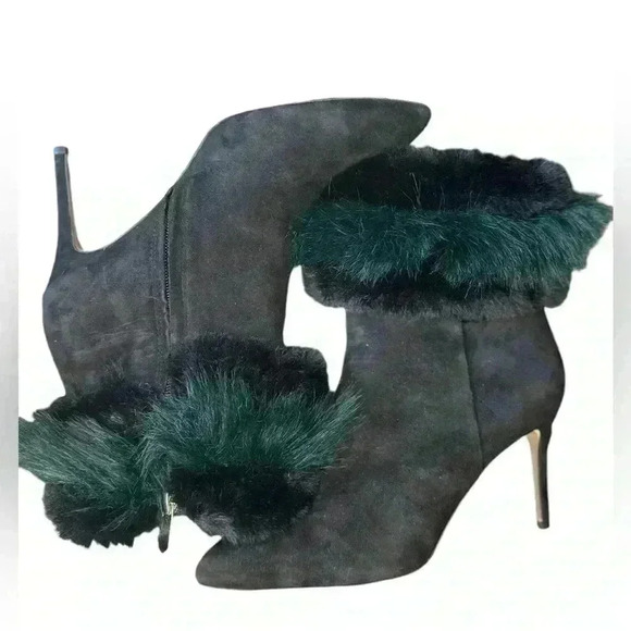 Sam Edelman Oleana Fur Stiletto Women’s Suede Booties Rare. - Picture 1 of 13